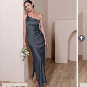 Revelry Jade bridesmaids dress in black satin